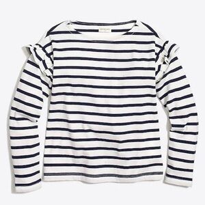 JCrew Girls' long-sleeve striped ruffle top J4152